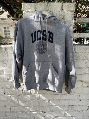 Vintage Jansport UCSB Gray Hooded Sweatshirt - Classic Campus Hoodie